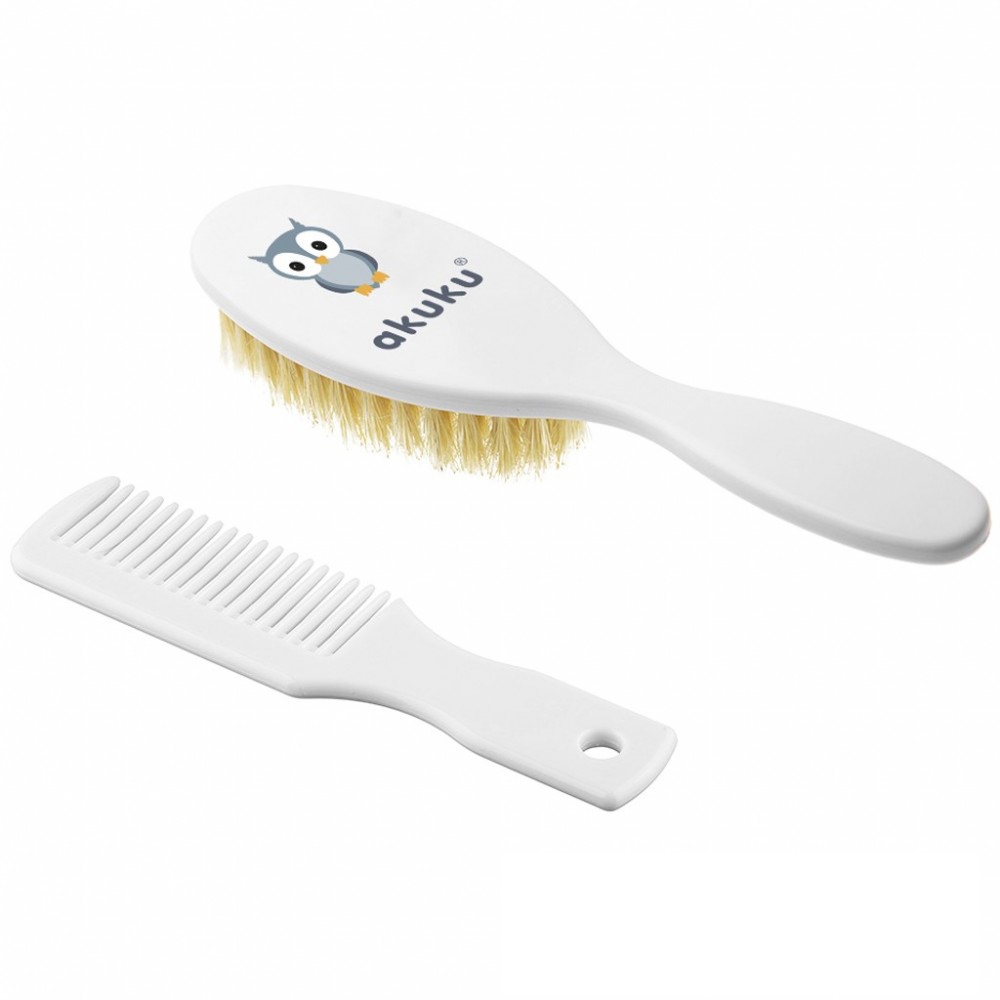 Akuku fésű és kefe természetes sörtékkel